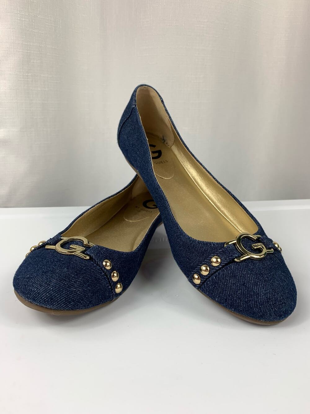 Guess Denim Flats Ballet Flats Gold Hardware Size 8M